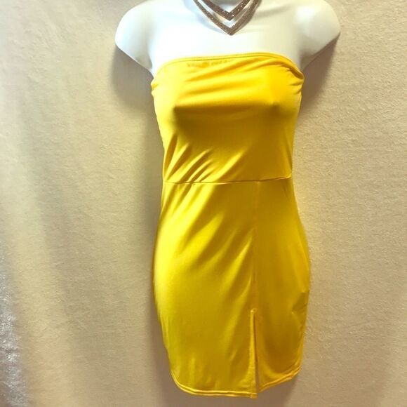 Boohoo Thigh Split Bandeau Bodycon Dress S - Picture 2 of 4